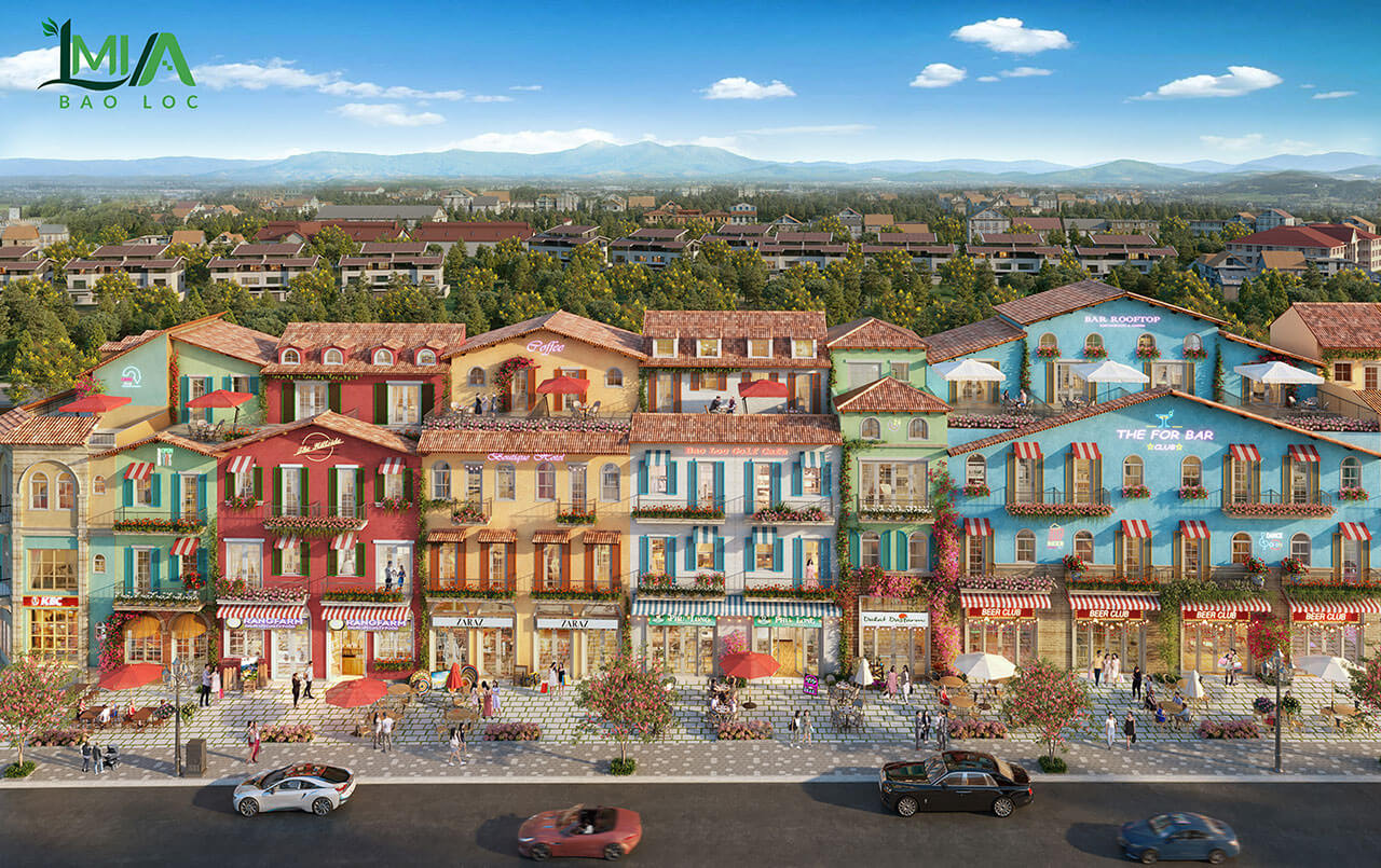 Shophouse – nhà phố thương mại của Lamia Bảo Lộc được thiết kế thành các dãy nhà đa sắc màu​
