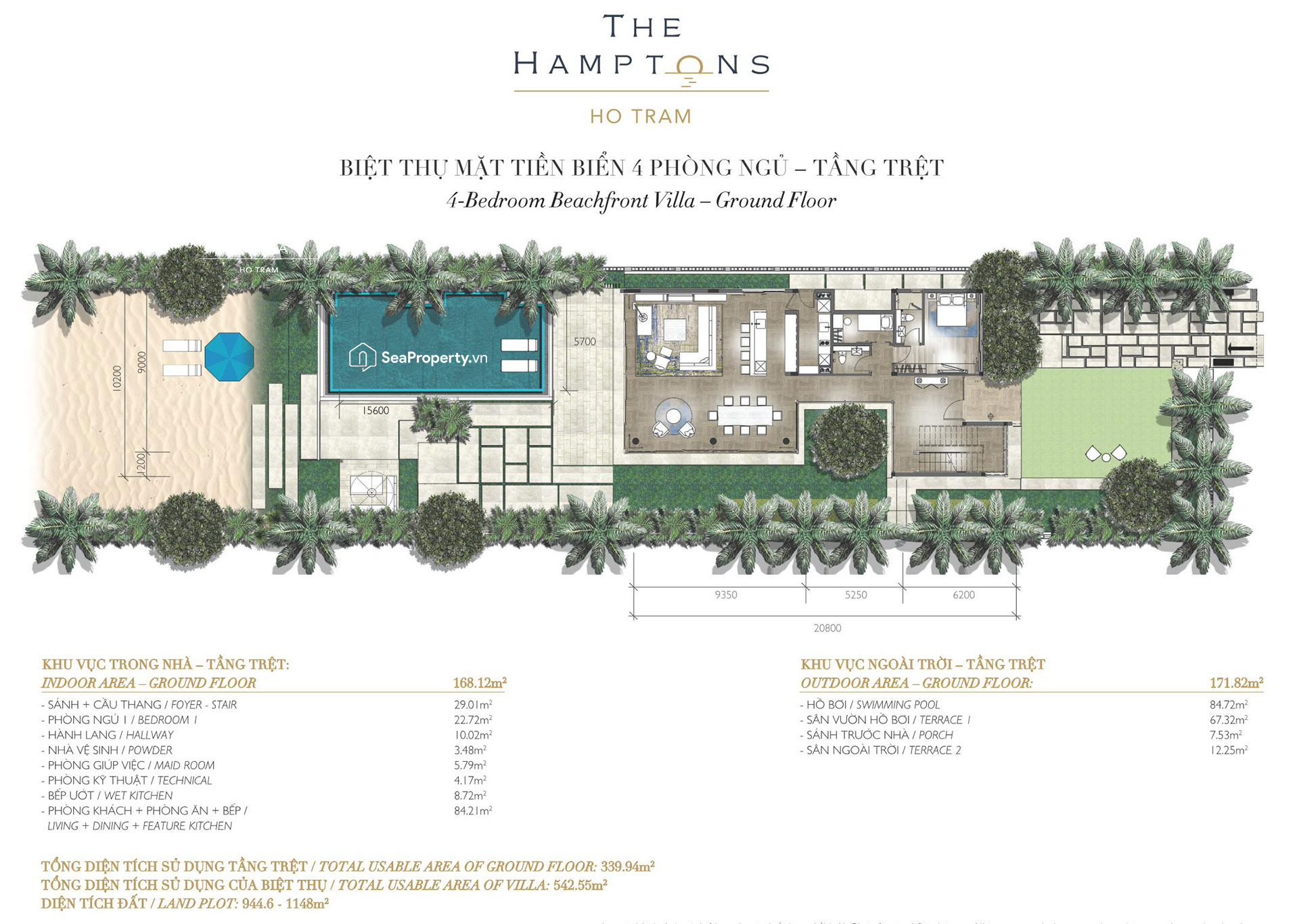 Melia Hồ Tràm at The Hamptons Beachfront villa 4 phòng ngủ