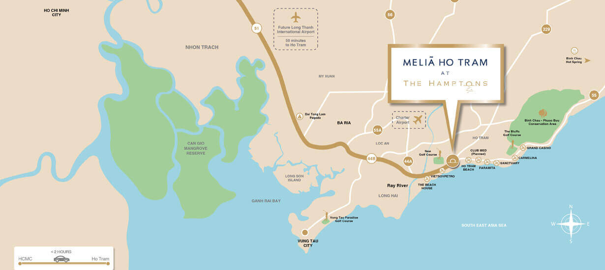 Vị trí Melia Hồ Tràm at The Hamptons