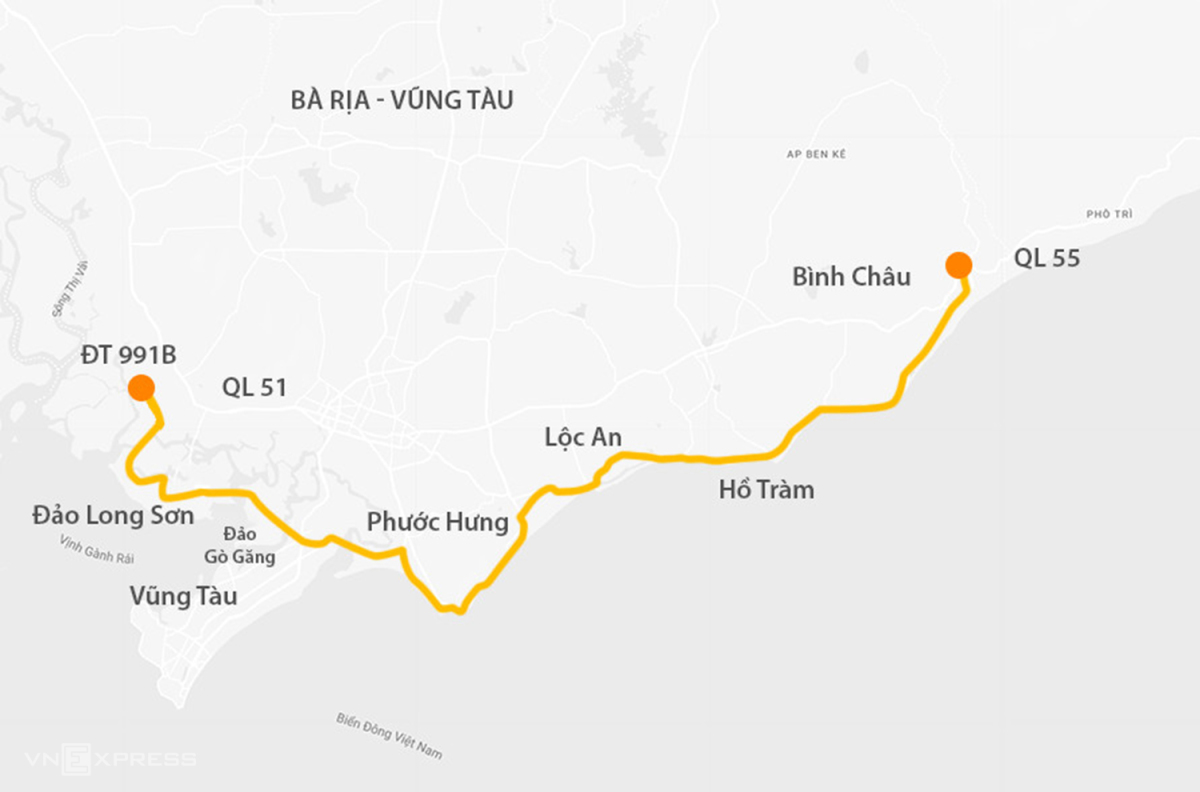 Đường ven biển Vũng Tàu - Hồ Tràm - Bình Châu trong tương lai