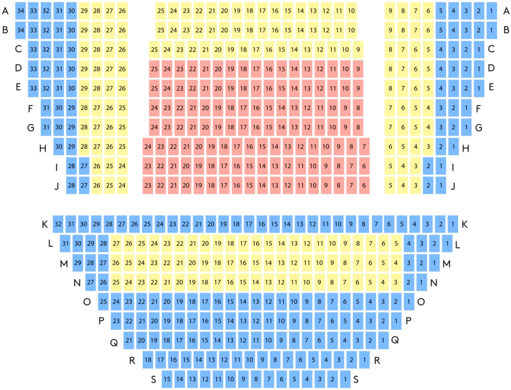 Sơ đồ chỗ ngồi của từng hạng vé vào Nhà hát Đó Nha Trang