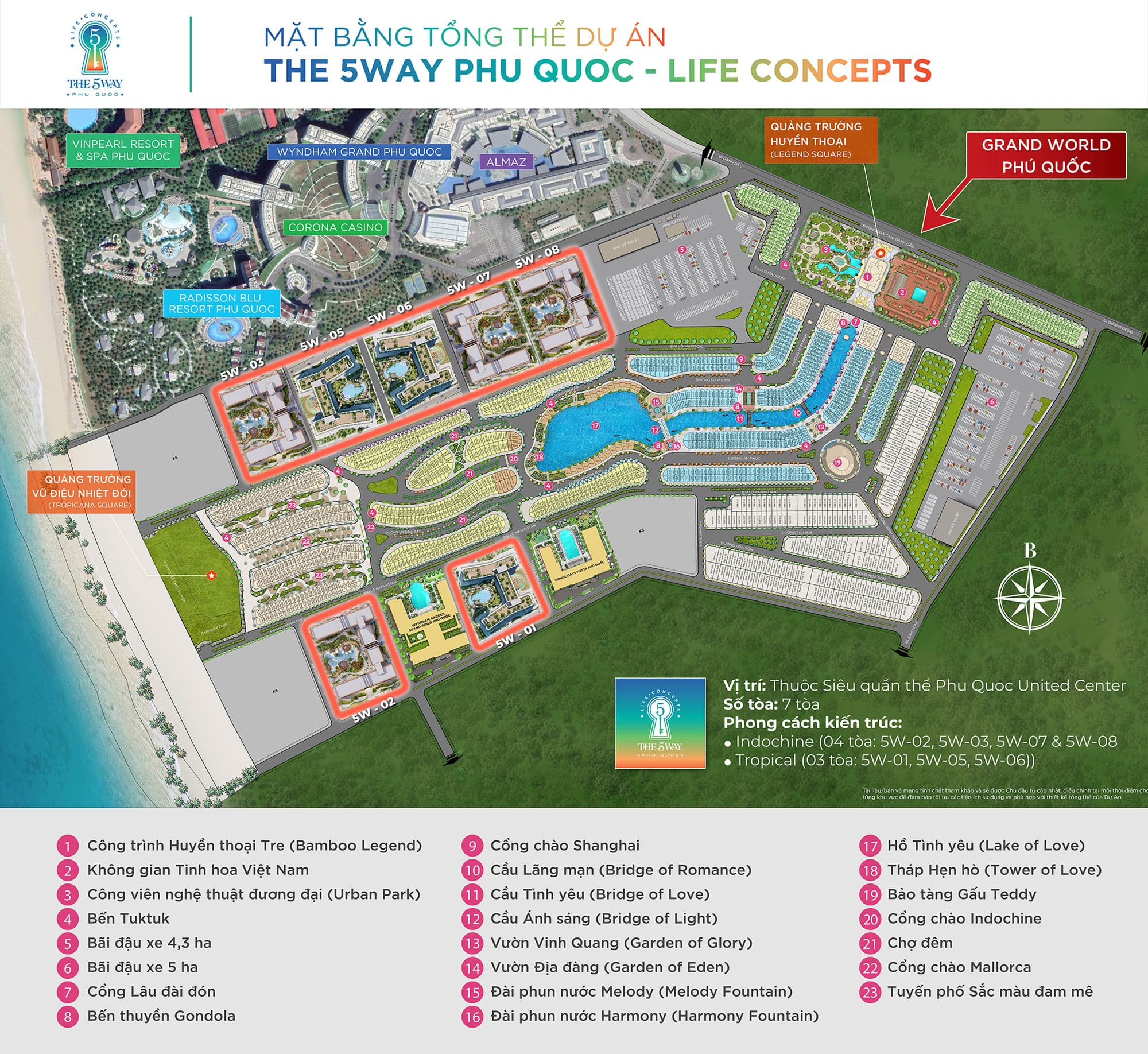 Mặt bằng tổng thể dự án The 5Way Phú Quốc Life Concepts