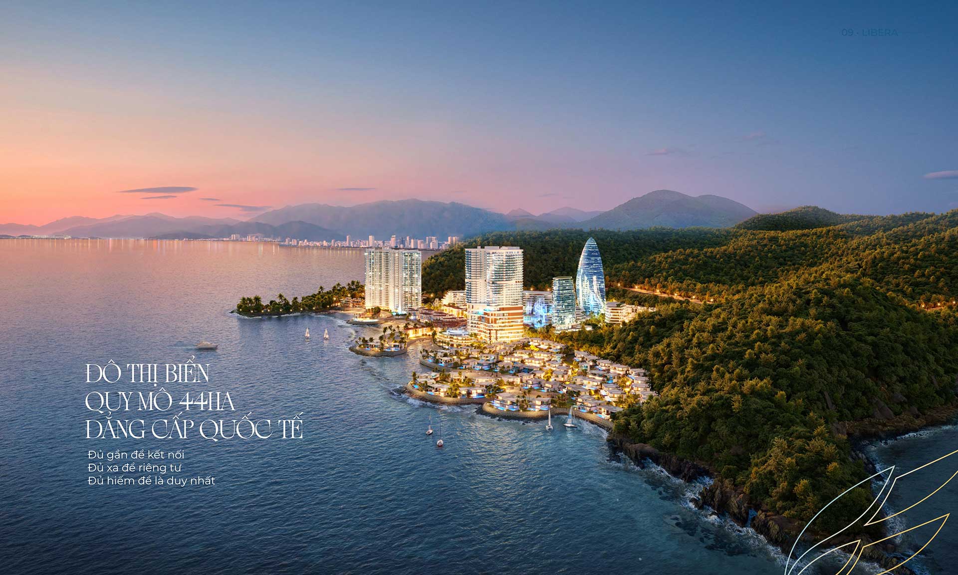 Đô thị biển Libera Nha Trang quy mô 44ha, ôm trọn vịnh biển thiên đường, thắp sáng cả hải trình phía Bắc Nha Trang.