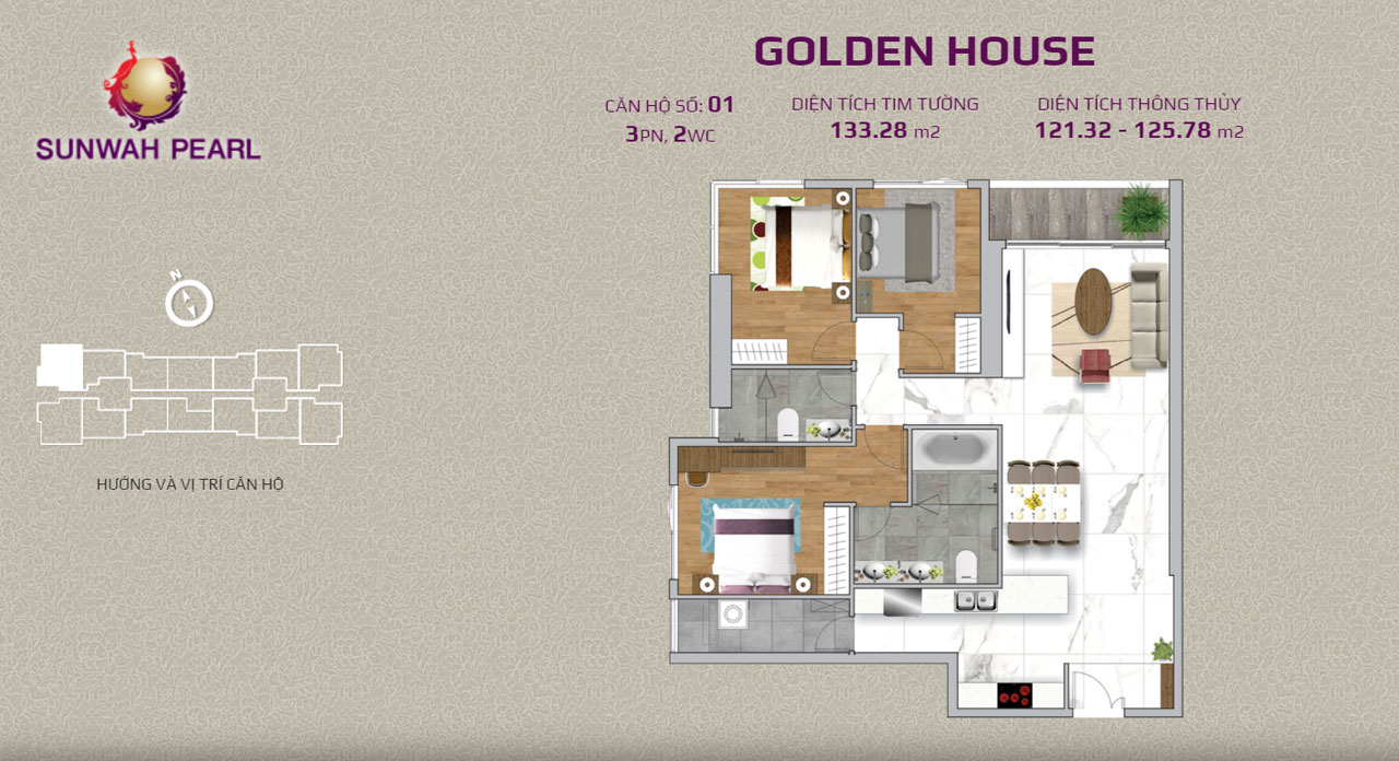Layout căn hộ Golden House by SunWah Pearl 