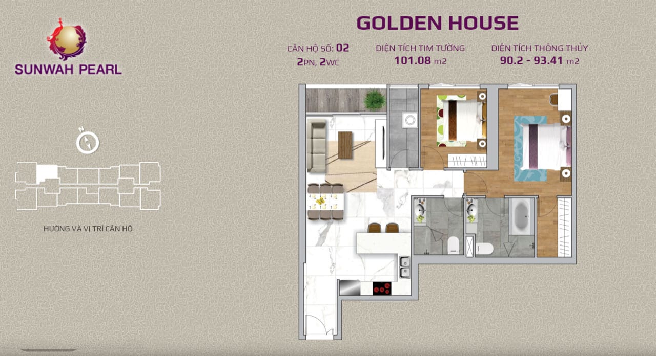 Layout căn hộ Golden House by SunWah Pearl 