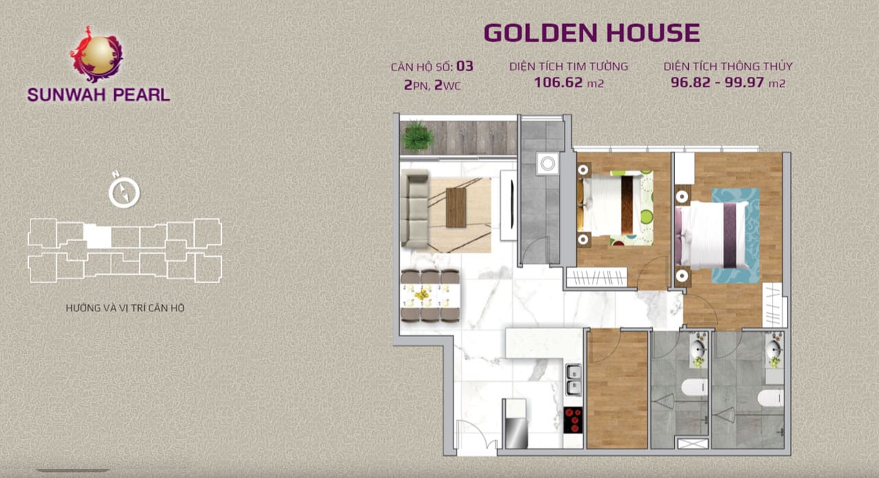 Layout căn hộ Golden House by SunWah Pearl 