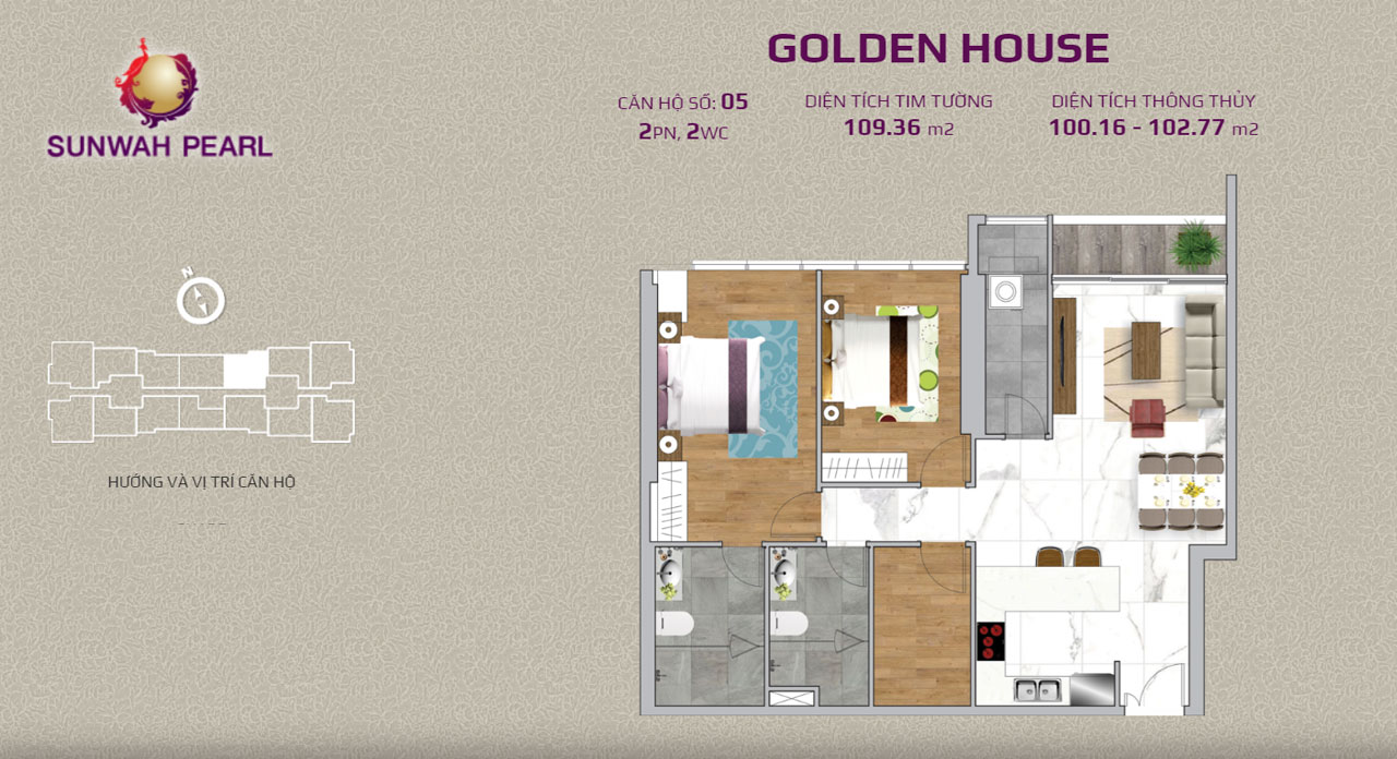 Layout căn hộ Golden House by SunWah Pearl 