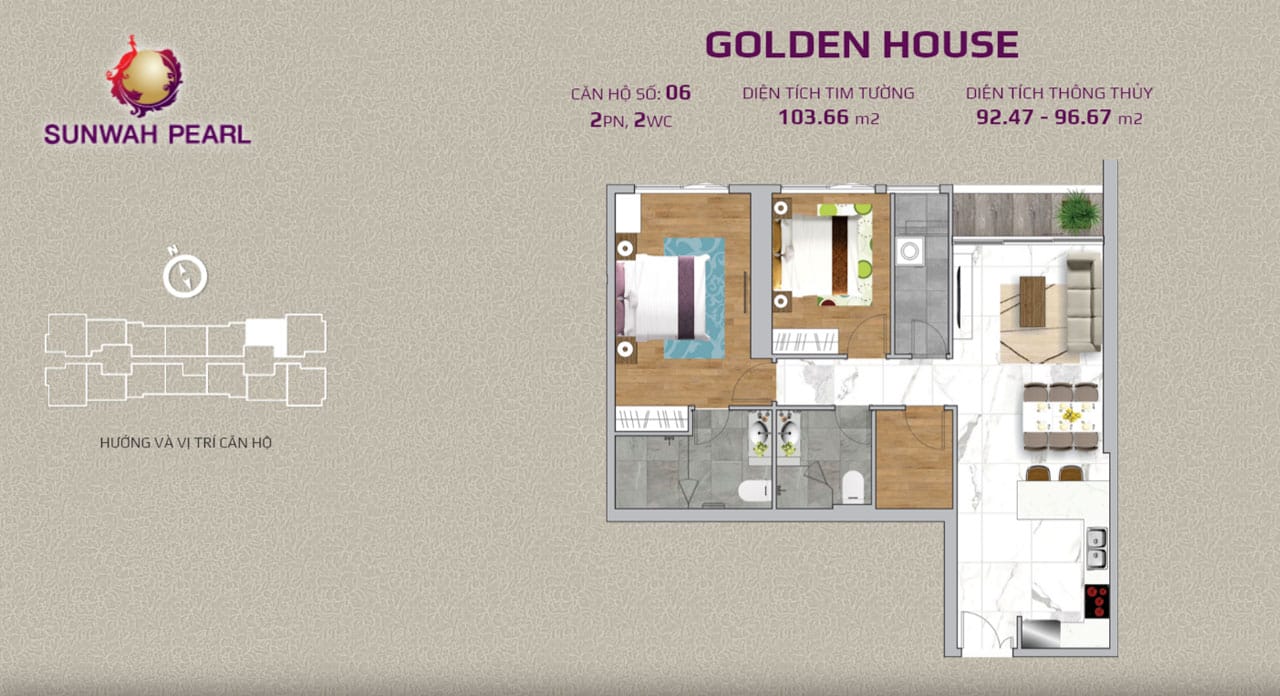 Layout căn hộ Golden House by SunWah Pearl 