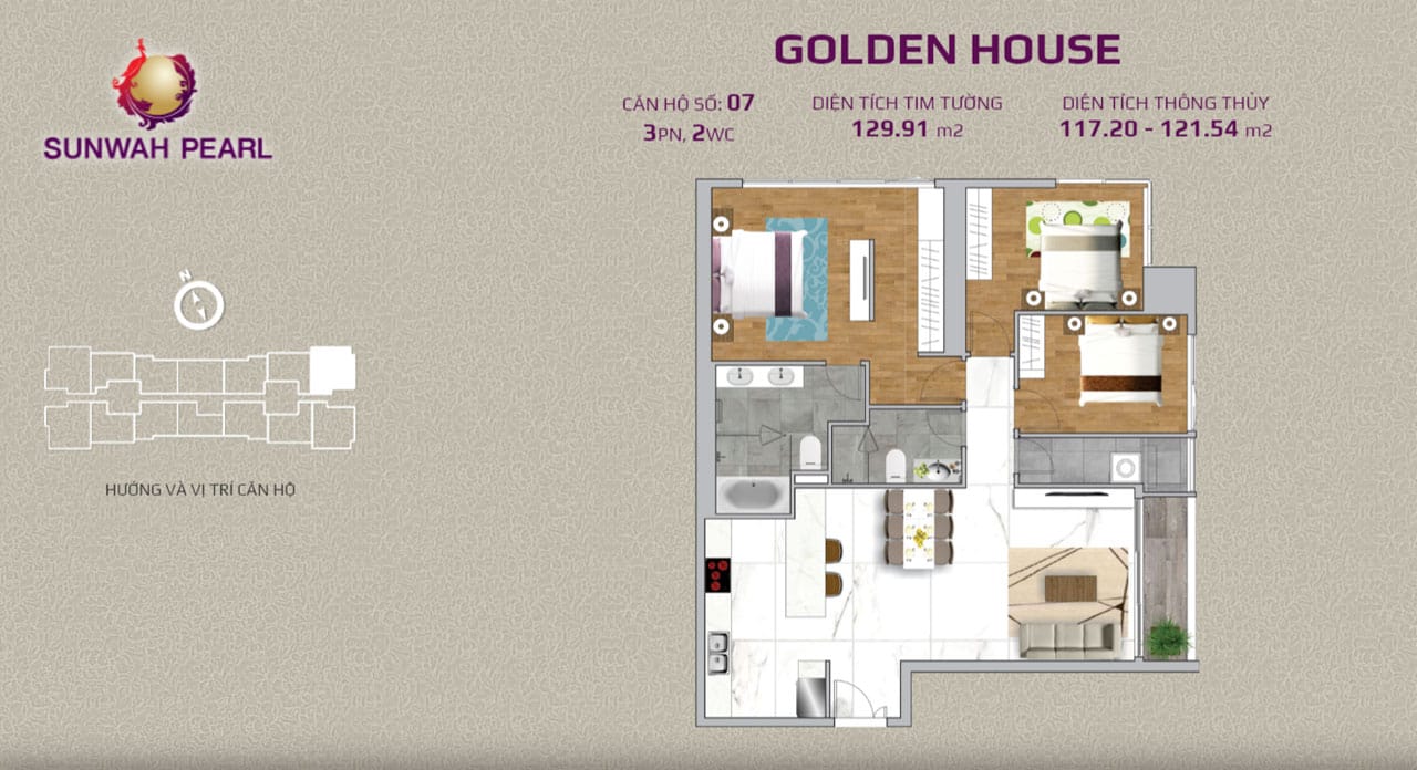Layout căn hộ Golden House by SunWah Pearl 
