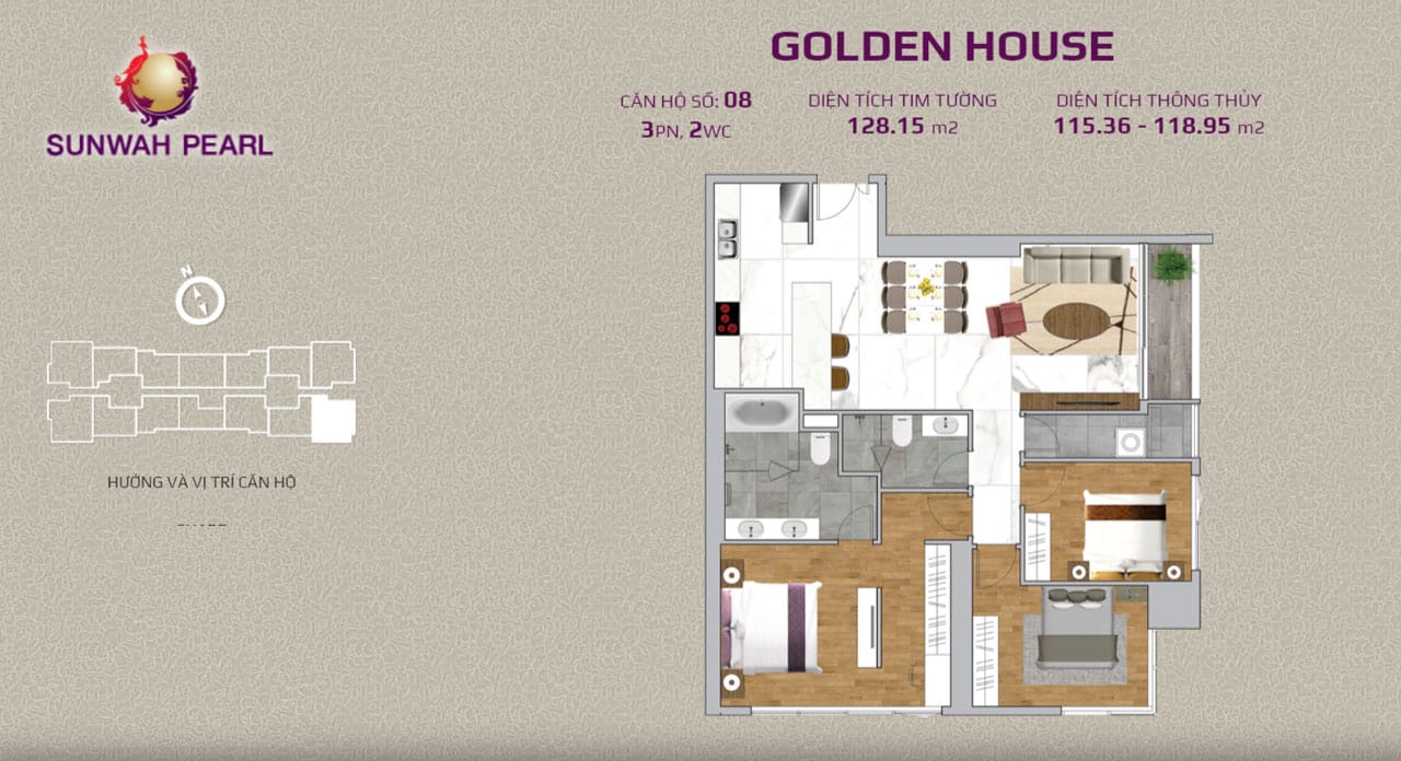 Layout căn hộ Golden House by SunWah Pearl 