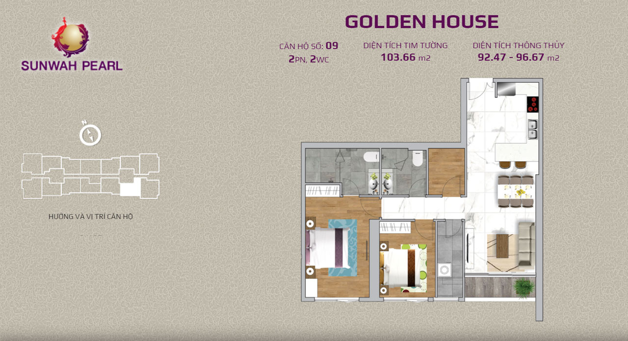 Layout căn hộ Golden House by SunWah Pearl 