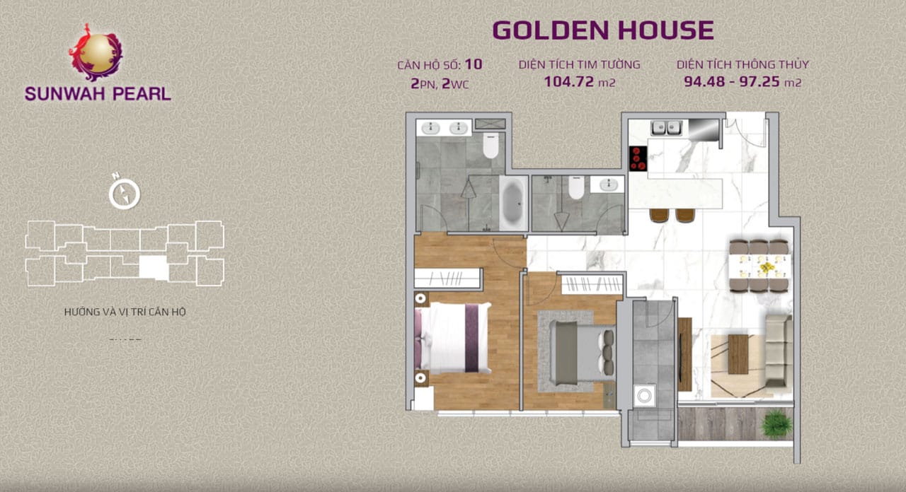 Layout căn hộ Golden House by SunWah Pearl 