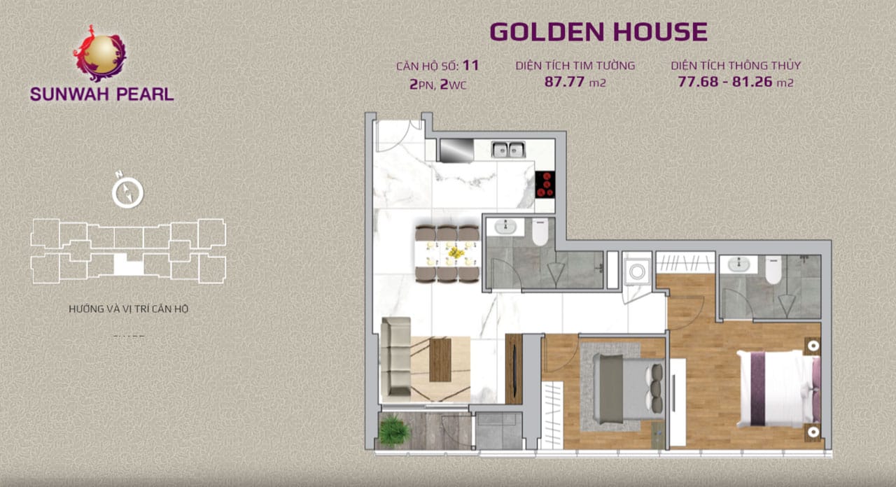 Layout căn hộ Golden House by SunWah Pearl 