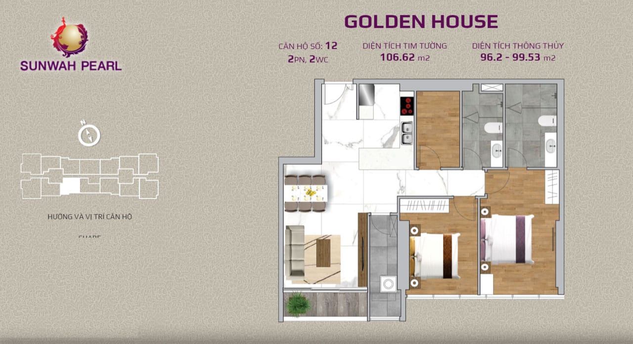 Layout căn hộ Golden House by SunWah Pearl 