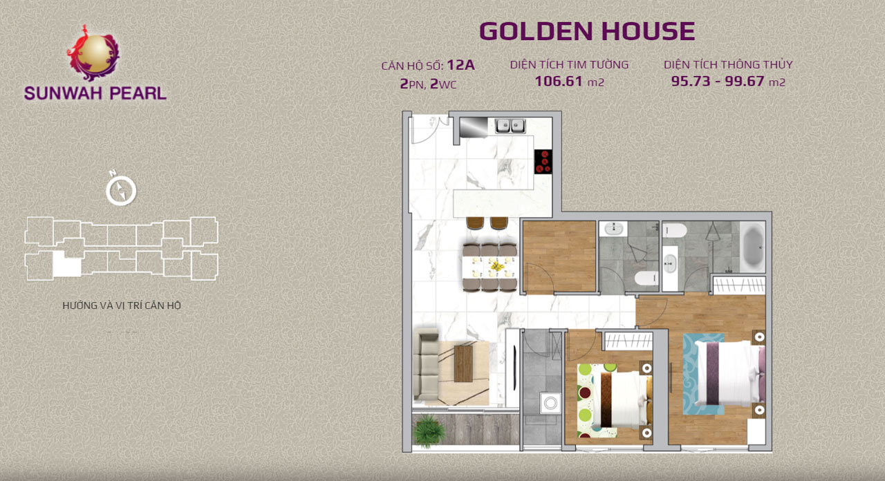 Layout căn hộ Golden House by SunWah Pearl 