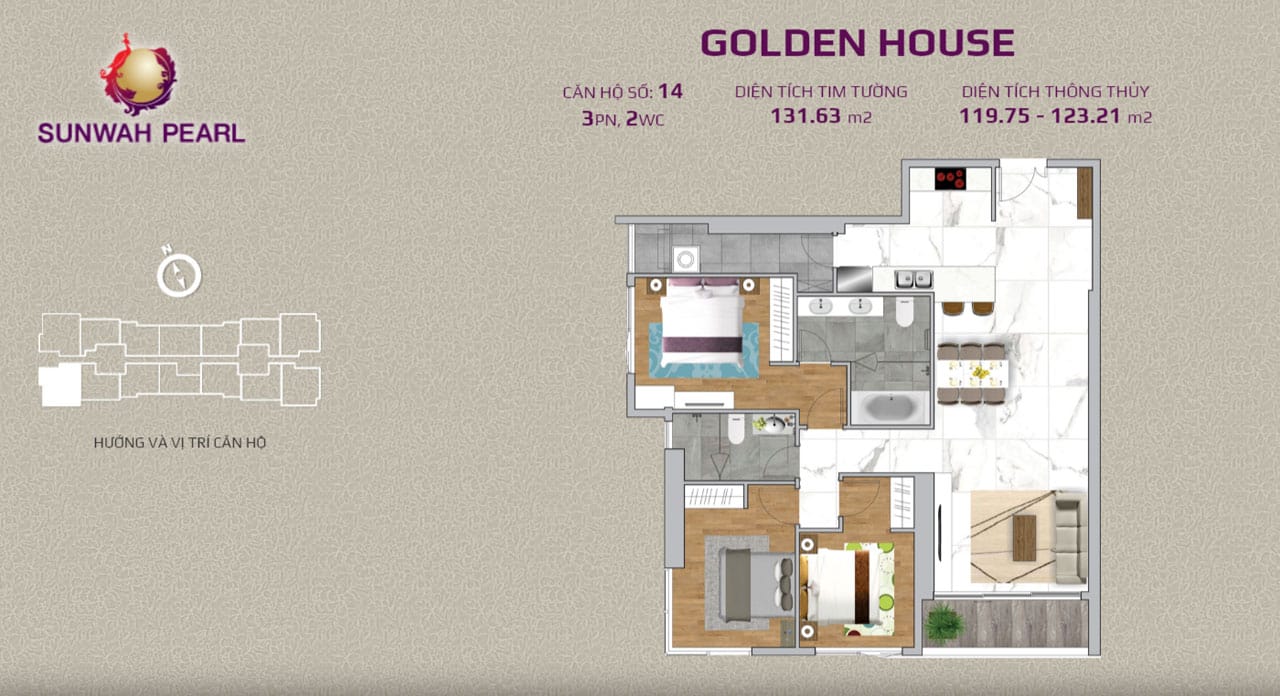 Layout căn hộ Golden House by SunWah Pearl 