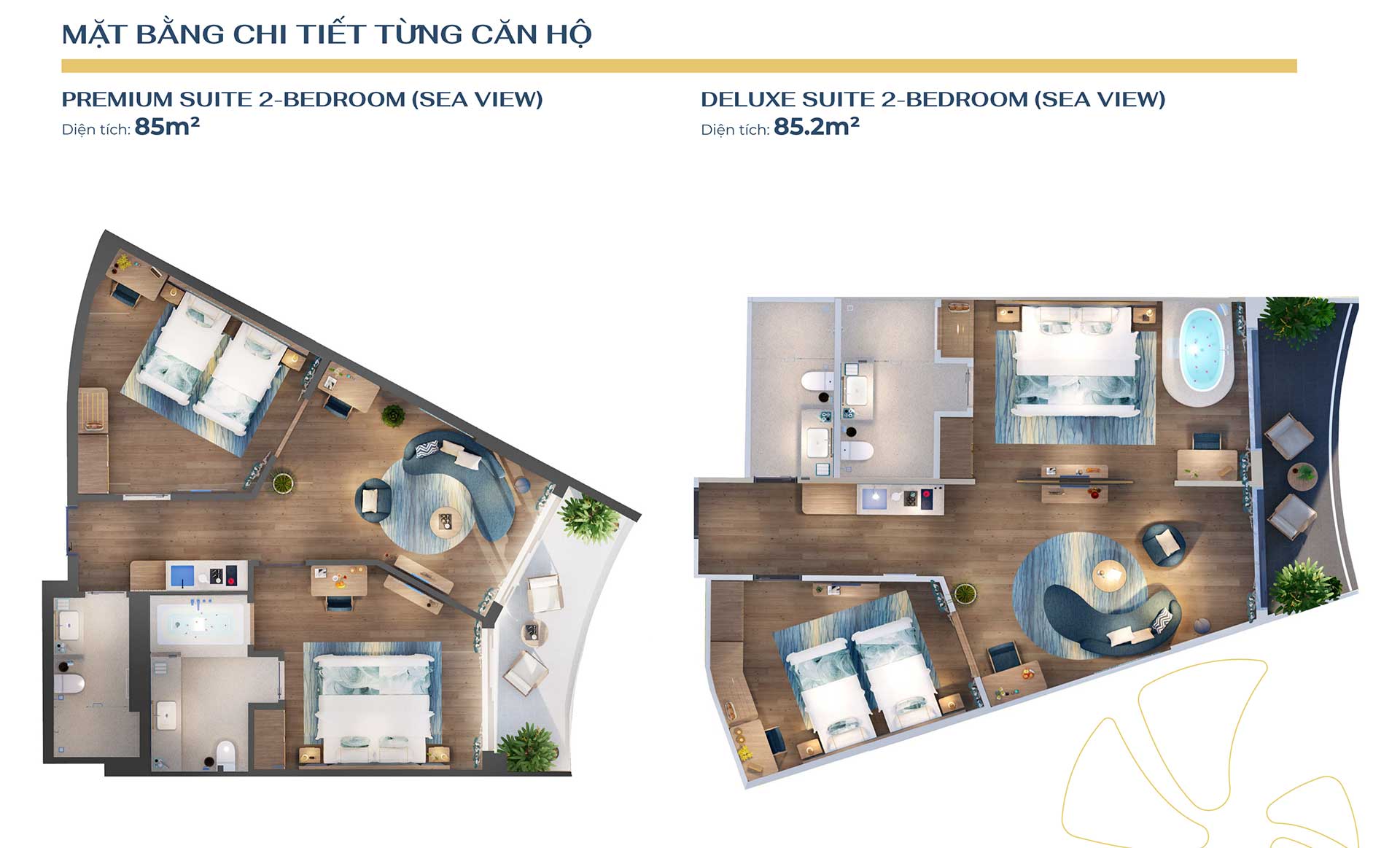 Căn hộ 2 phòng ngủ 85m2 Charm Long Hải Resort