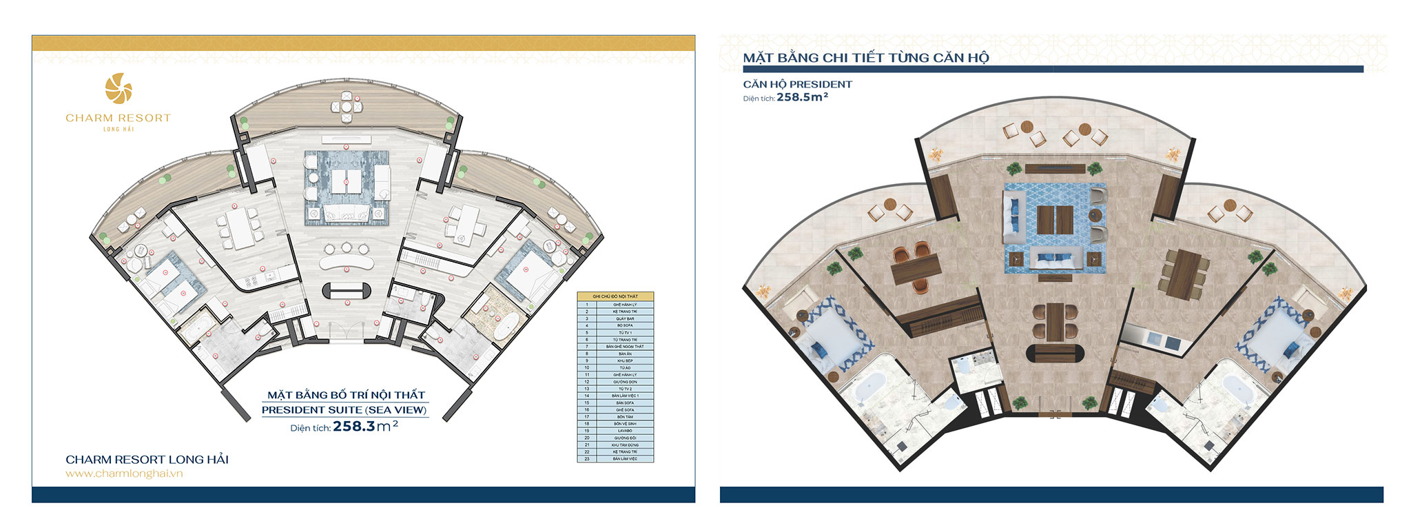 Căn hộ 2 phòng ngủ 90m2 Charm Long Hải Resort