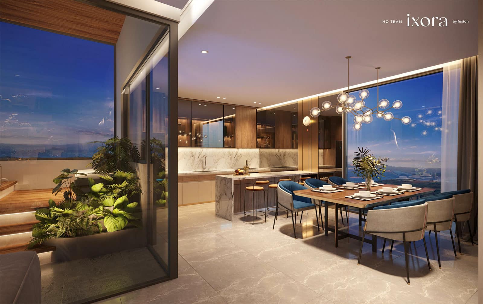 Layout duplex penthouse Ixora Hồ Tràm 2 phòng ngủ có hồ bơi