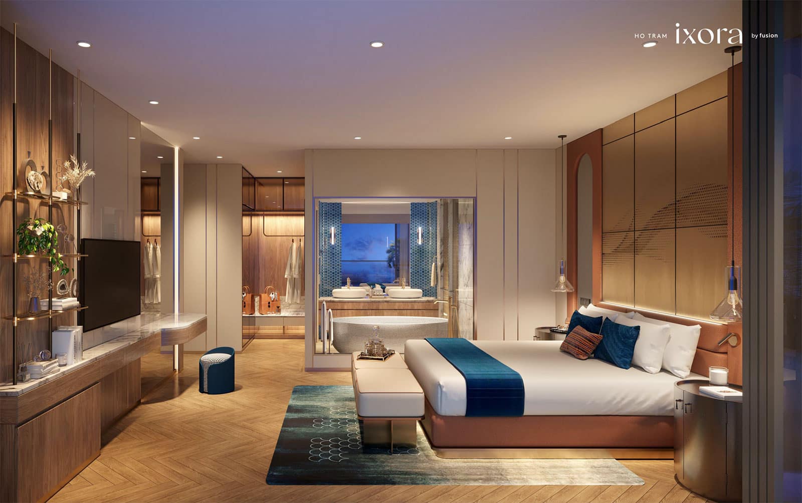 Layout penthouse Ixora Hồ Tràm 2 phòng ngủ có hồ bơi