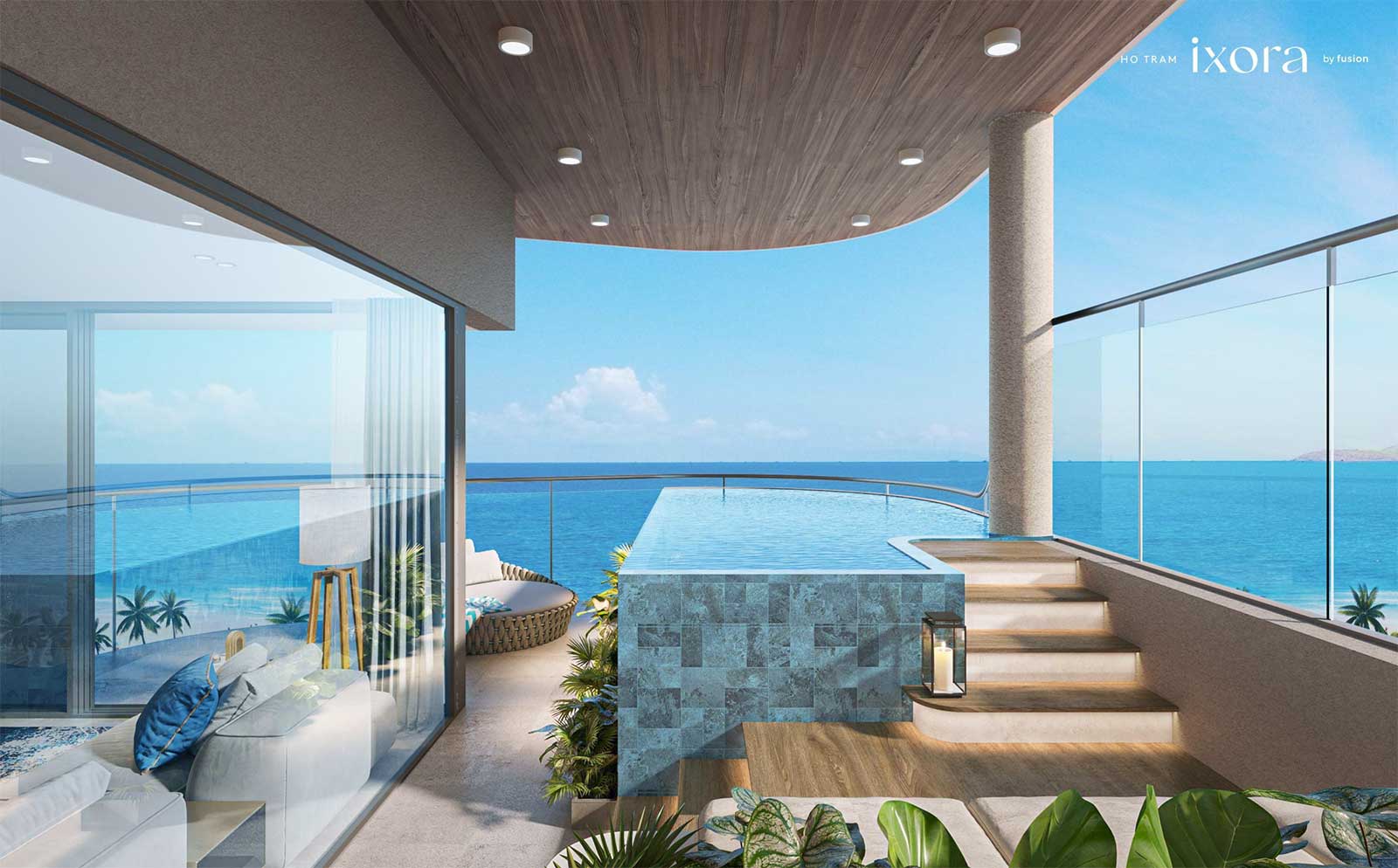 Layout penthouse Ixora Hồ Tràm 2 phòng ngủ có hồ bơi