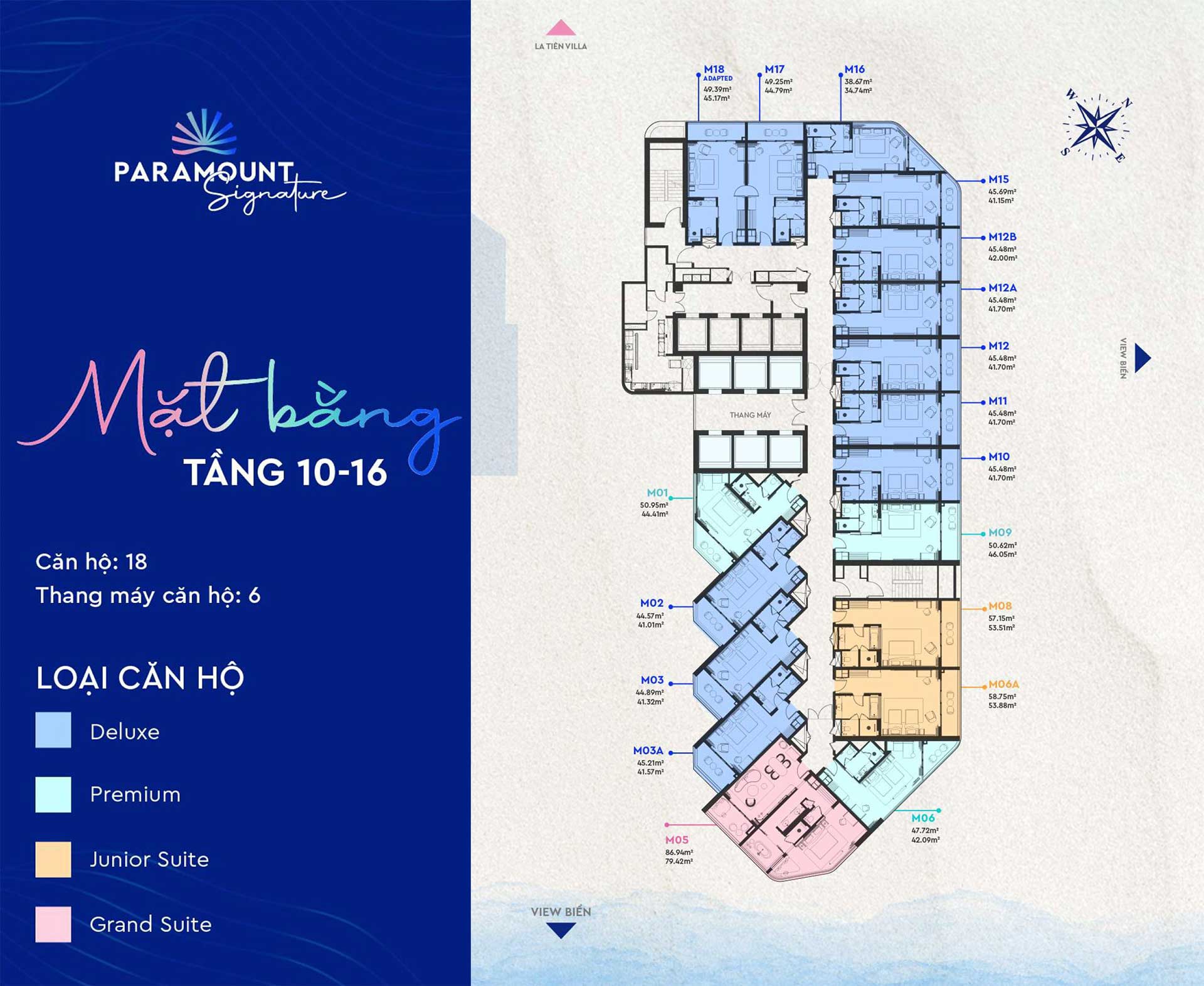 Mặt bằng tầng 10-16 Paramount Signature Nha Trang by Meliá