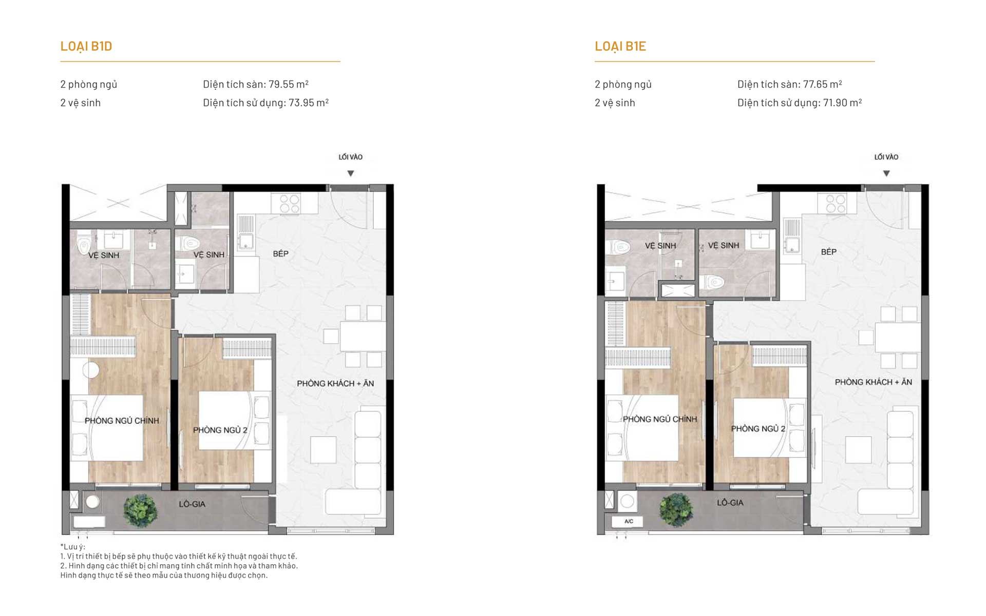 Layout căn hộ 2 phòng ngủ Elysian by Gamuda Land