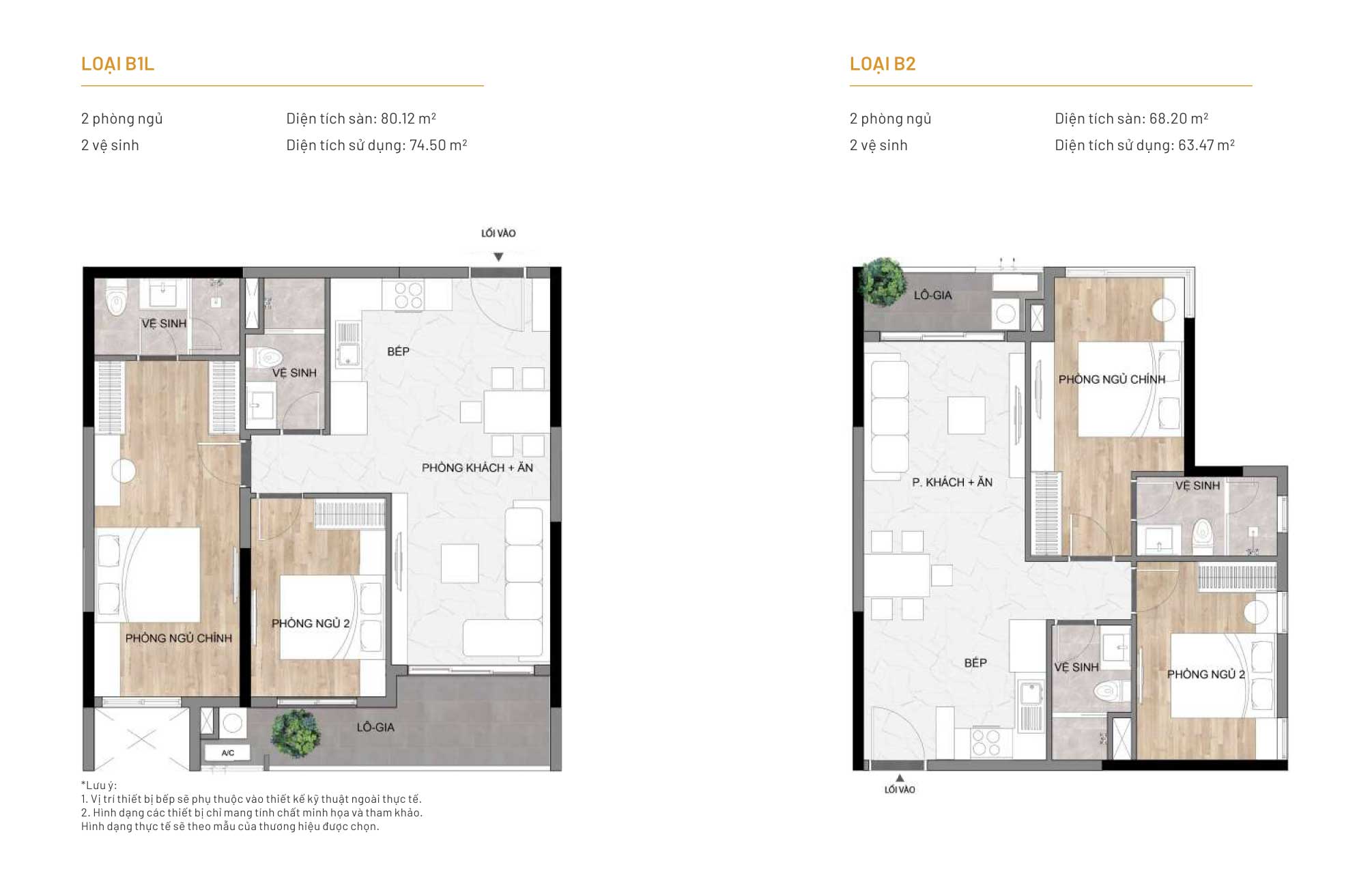 Layout căn hộ 2 phòng ngủ Elysian by Gamuda Land