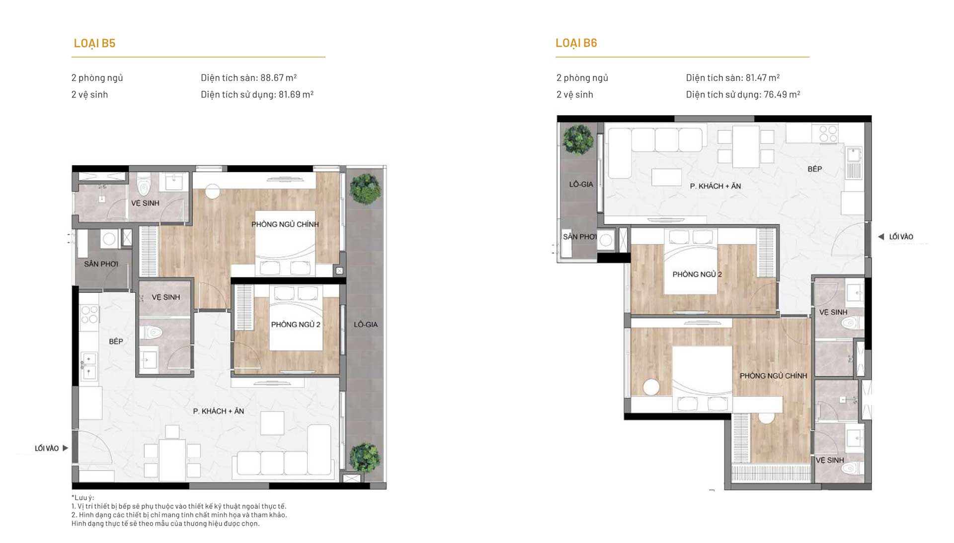 Layout căn hộ 2 phòng ngủ Elysian by Gamuda Land