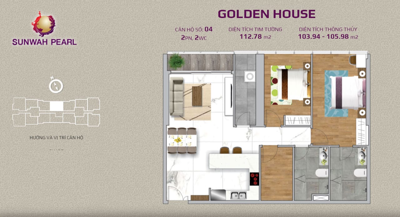 Layout căn hộ Golden House by SunWah Pearl 