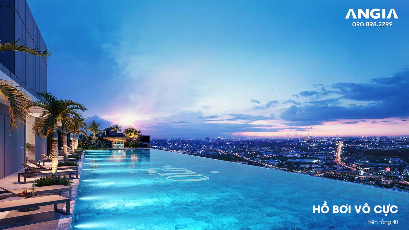 Hồ bơi vô cực Sunset Infinity Pool tại tầng 40 dự án The Gió Riverside