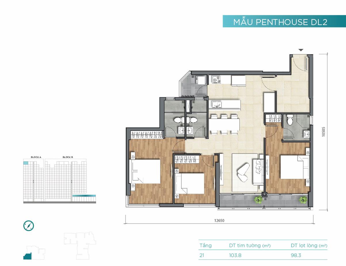 Mặt bằng Penthouse D’Lusso