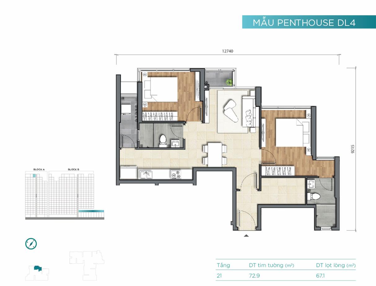 Mặt bằng Penthouse D’Lusso