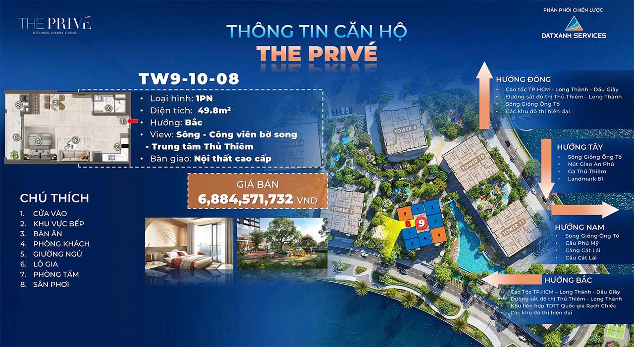 Căn hộ 1PN The Privé - Căn hộ 3 mặt giáp sông tại Nam Rạch Chiếc