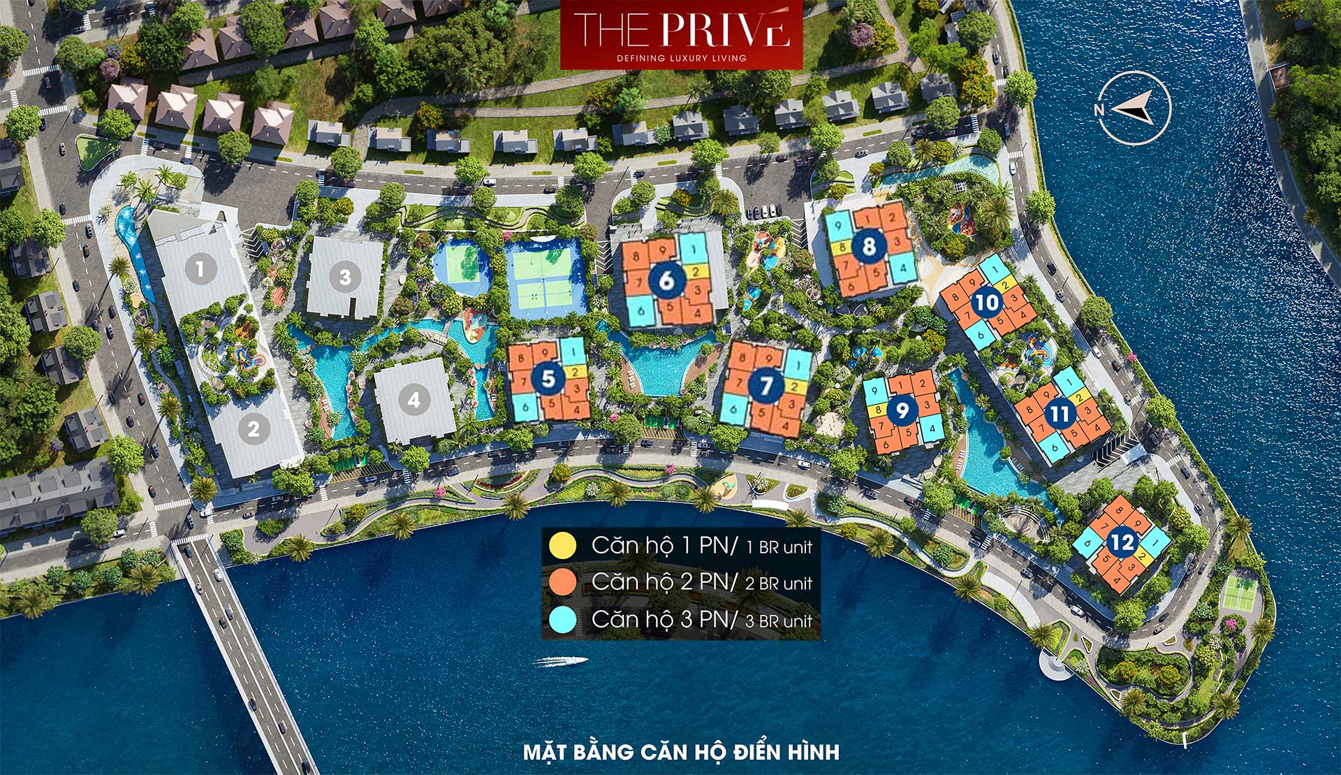 Mặt bằng The Privé - Căn hộ cao cấp 3 mặt giáp sông tại khu đô thị Nam Rạch Chiếc