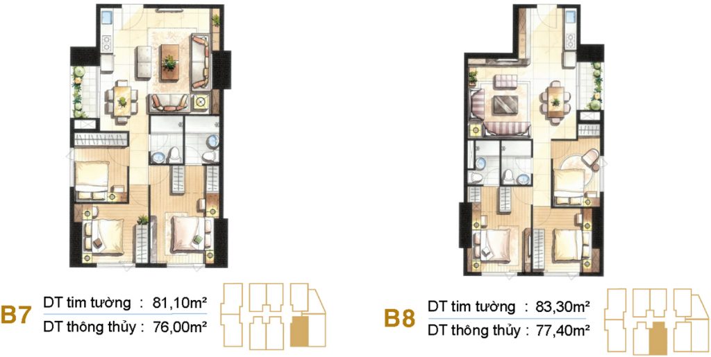 Mặt bằng căn hộ Paris Hoàng Kim