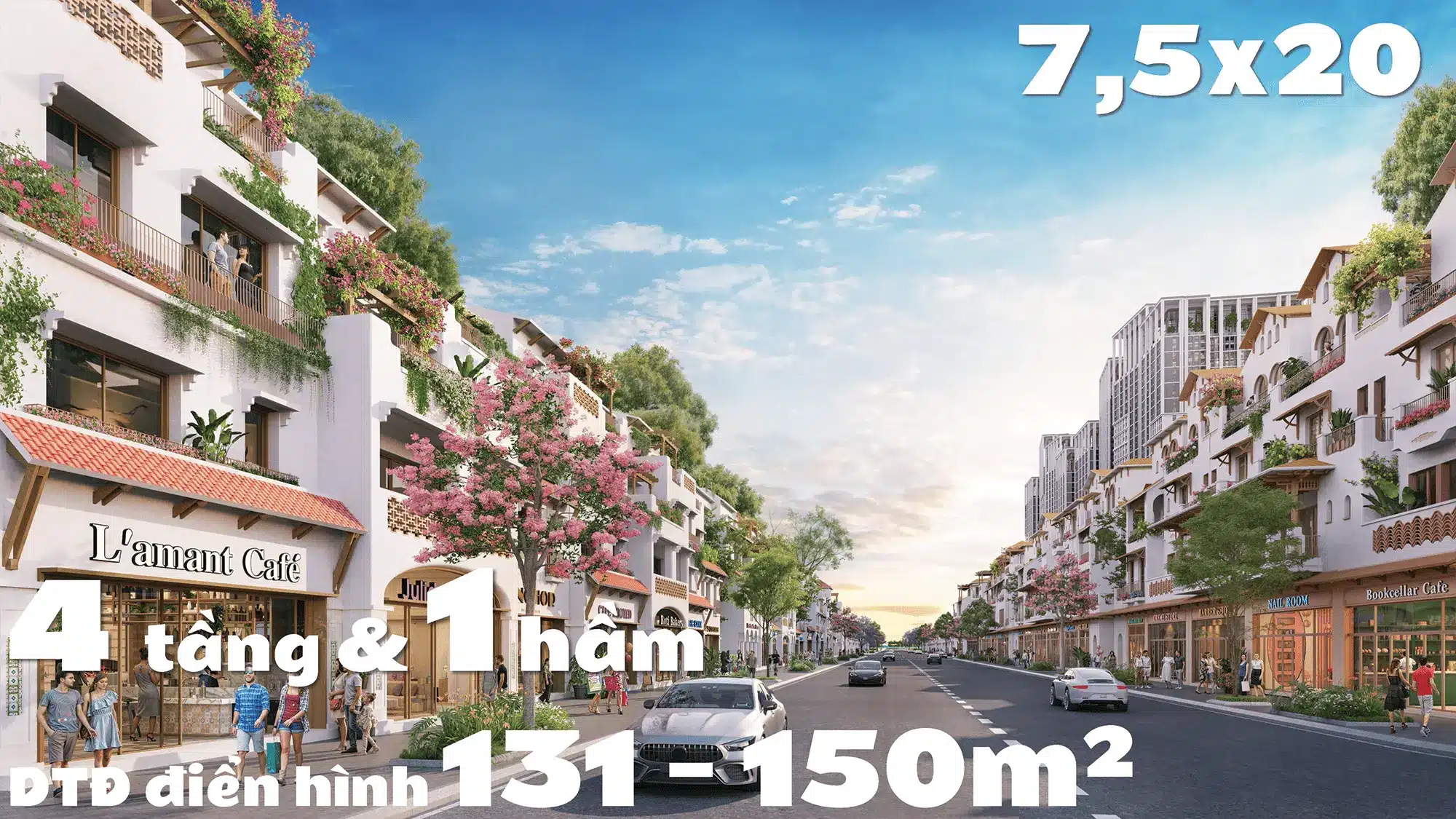 Casa Townhouse diện tích 7,5×20, gồm 1 hầm và 4 tầng tại dự án Blanca City Sun Group