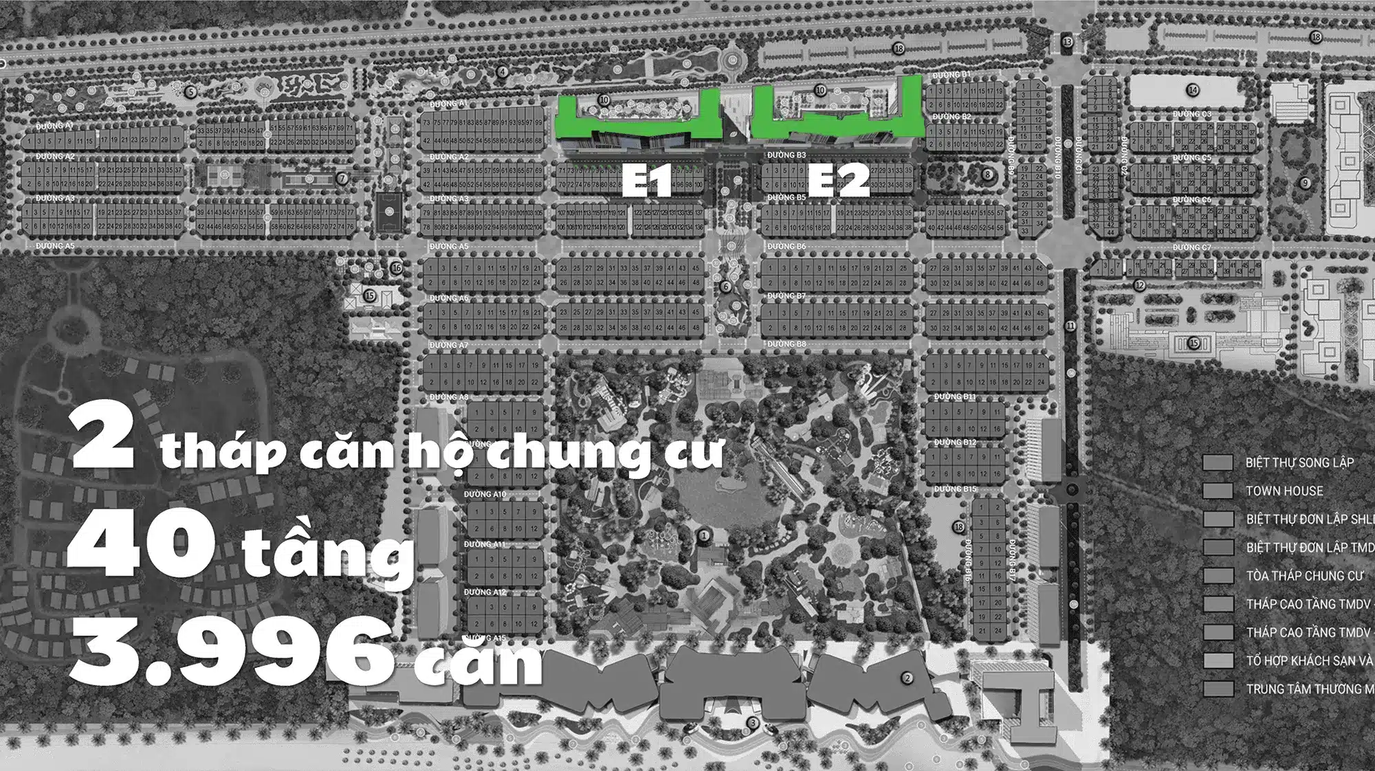 Beacon gồm 2 tòa tháp cao 40 tầng với tổng cộng 3.996 căn hộ hiện đại