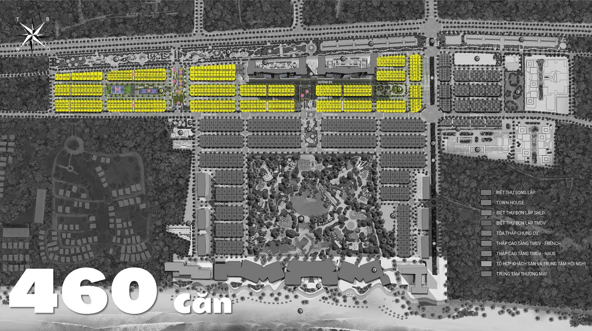 460 căn Casa Villa Song Lập trên mặt bằng, tại dự án Blanca City Vũng Tàu của chủ đầu tư Sun Group