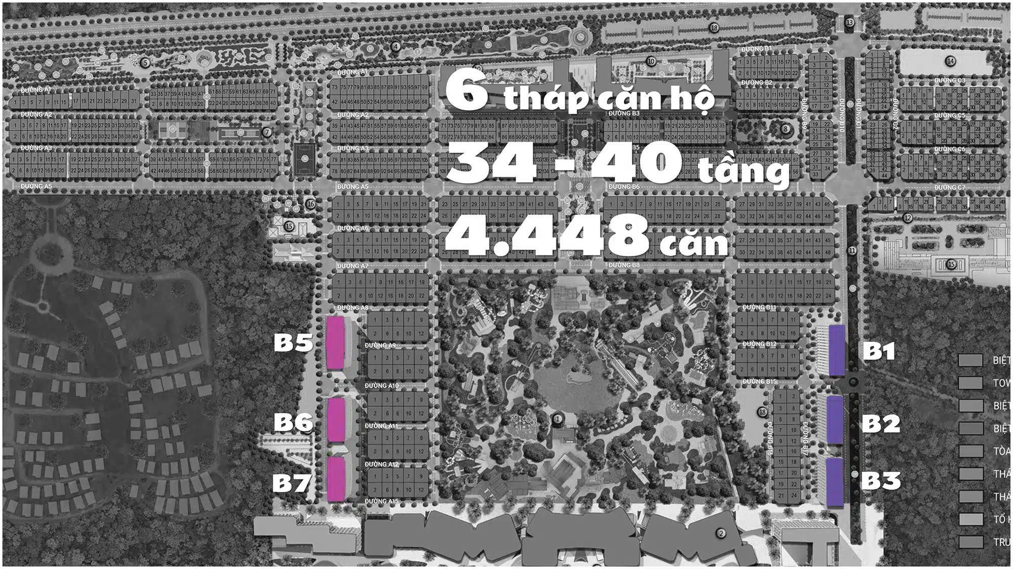 6 tòa tháp căn hộ Blanca B1, B2, B3, B5, B6, B7 Blanca City Sun Group