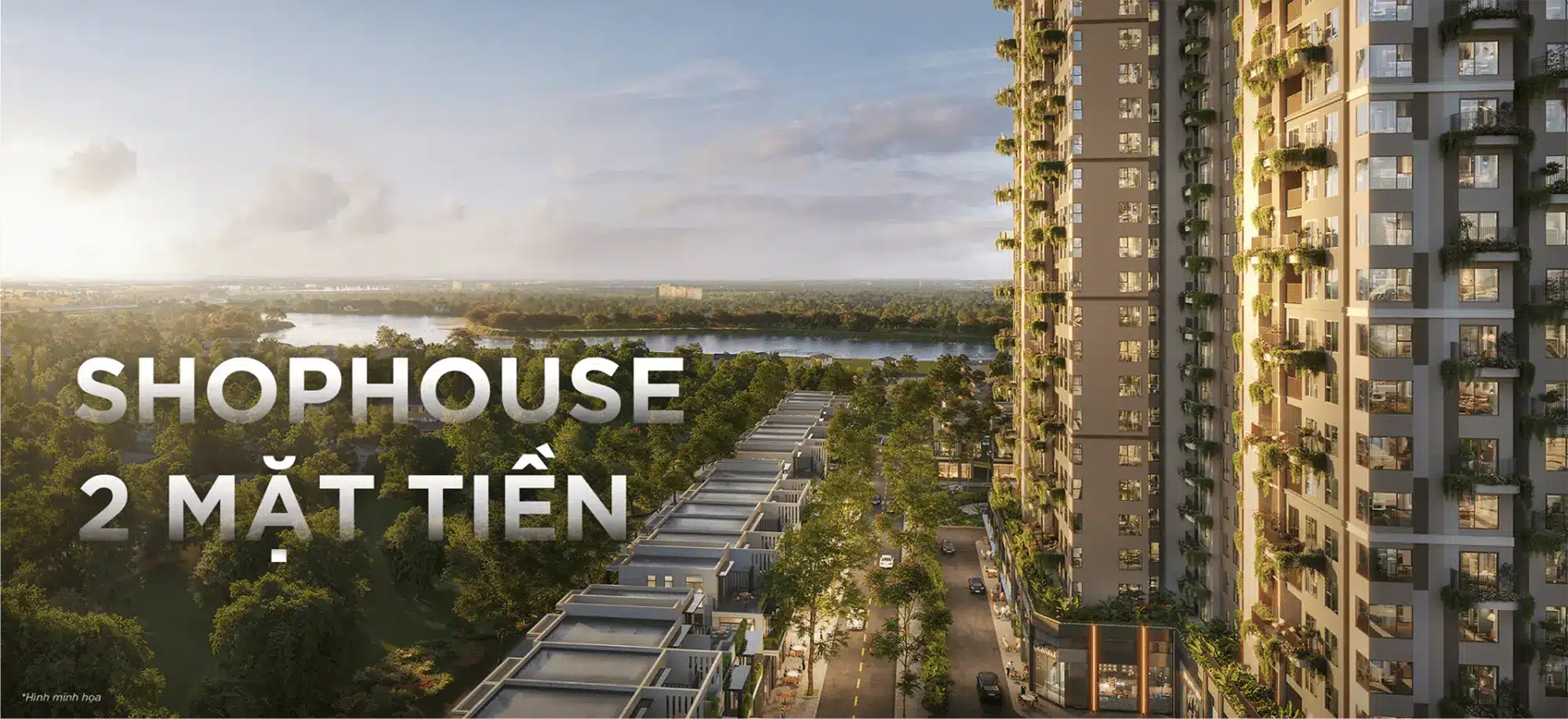 Shophouse 2 mặt tiền Vị trí đắc địa với tầm view hồ và rừng xanh, không gian kinh doanh lý tưởng cho 5000 cư dân