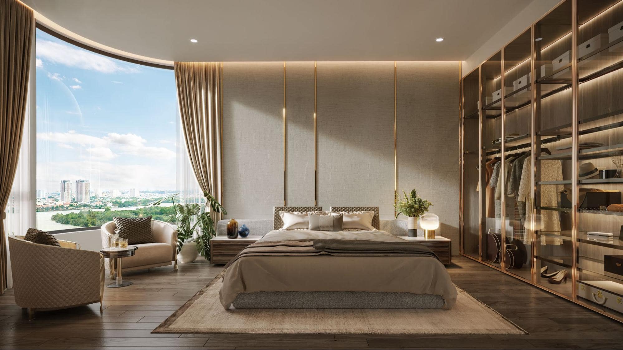 Không gian sang trọng bên trong phòng ngủ của Thu Thiem Zeit River 3PN