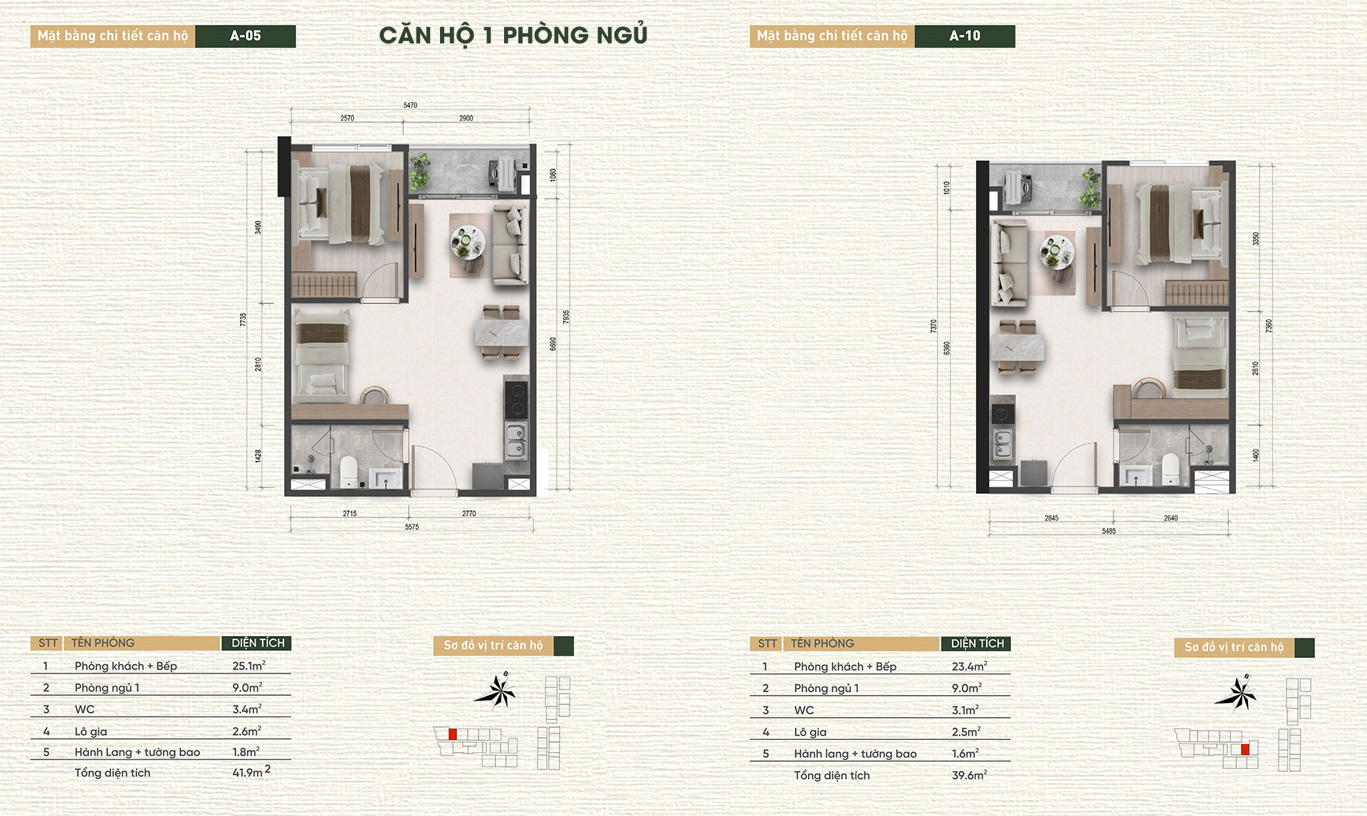 Căn hộ 1 phòng ngủ A&T Saigon Riverside