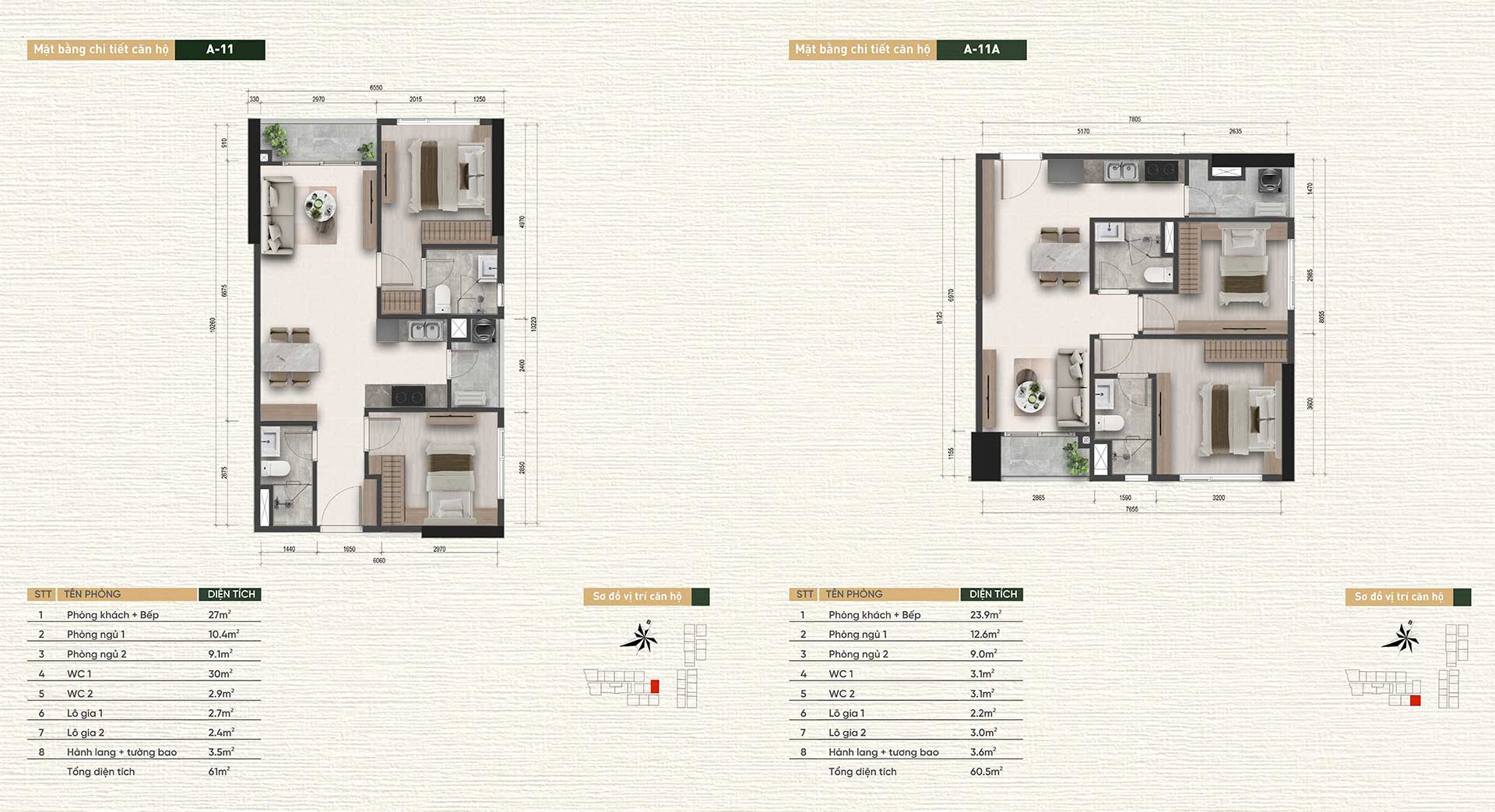 Căn hộ 2 phòng ngủ A&T Saigon Riverside