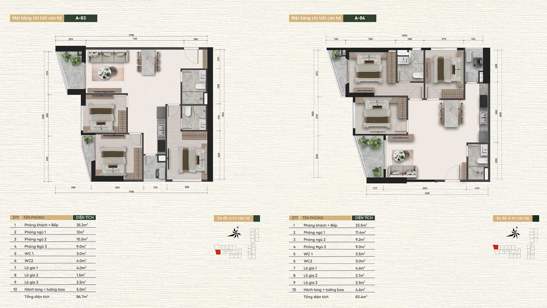 Căn hộ 3 phòng ngủ A&T Saigon Riverside