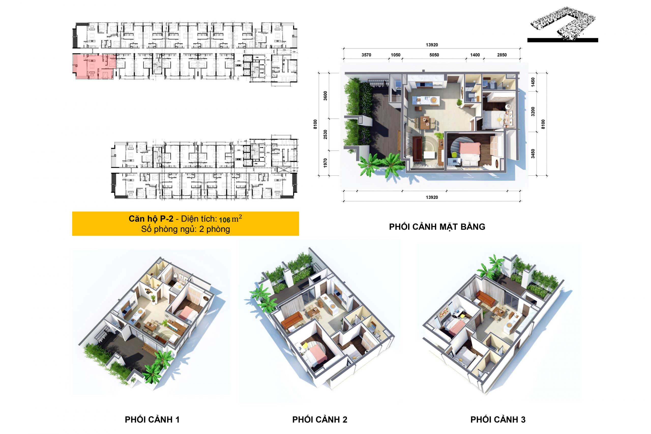 Căn hộ Osimi Phú Mỹ 106m2: 2 Phòng ngủ và + 2 WC + sân vườn.