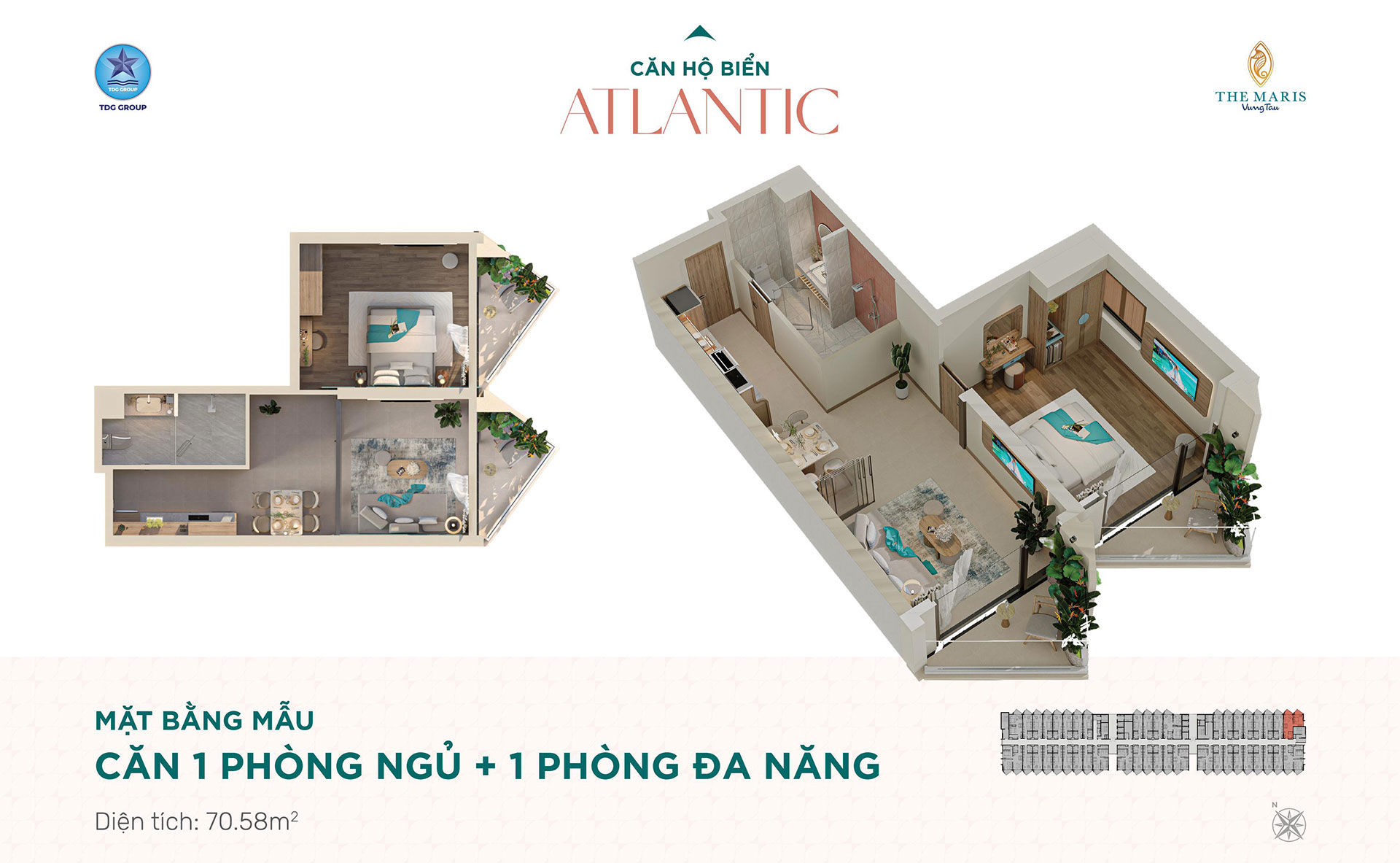 Layout căn hộ biển Atlantic – The Maris Vũng Tàu