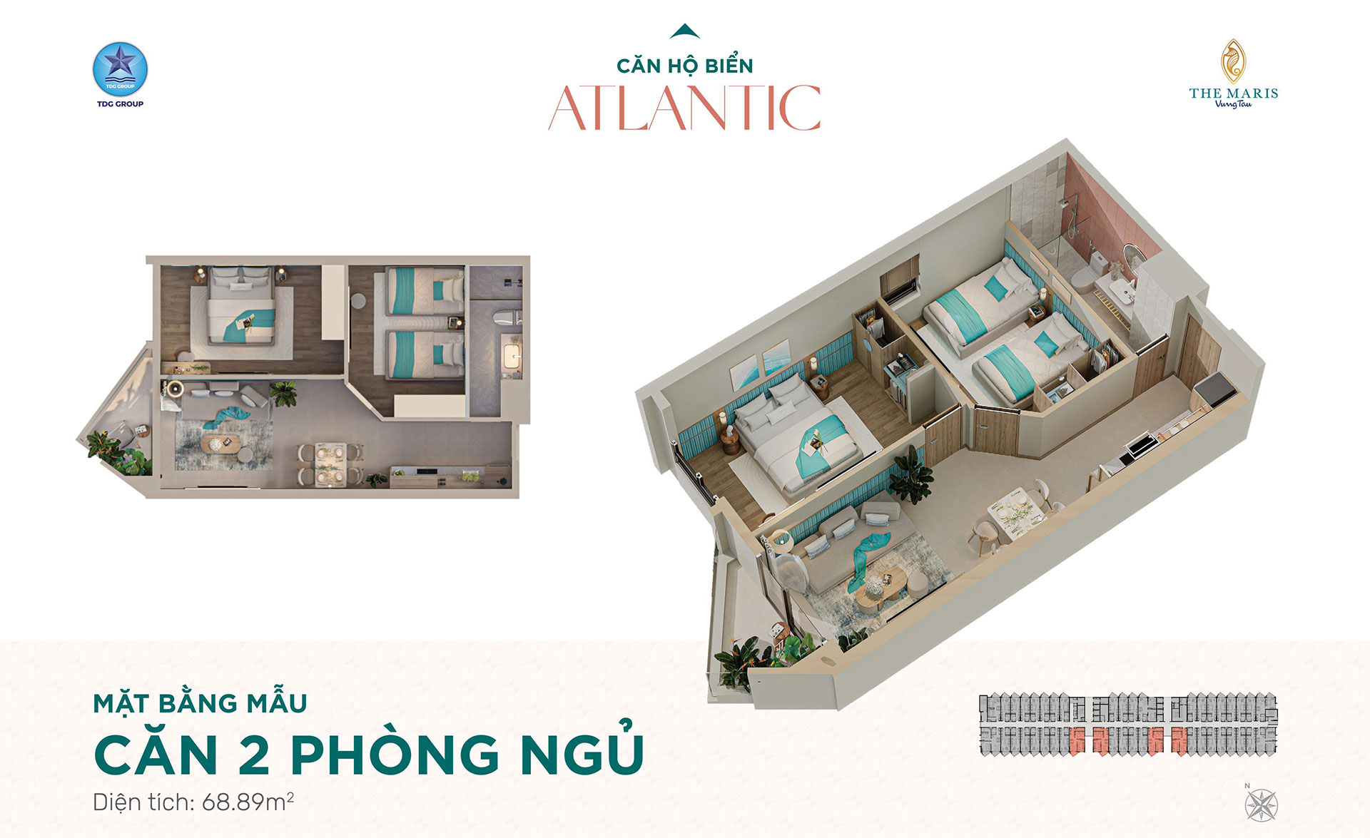 Layout căn hộ biển Atlantic – The Maris Vũng Tàu