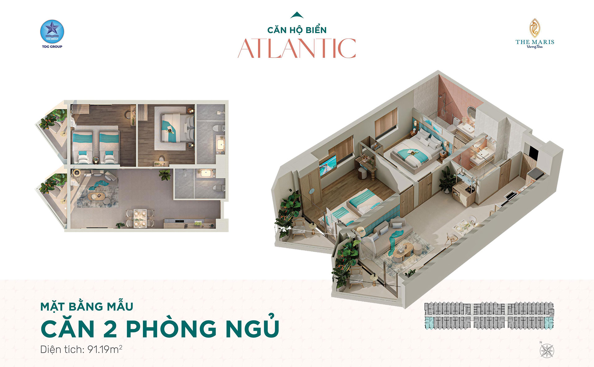 Layout căn hộ biển Atlantic – The Maris Vũng Tàu