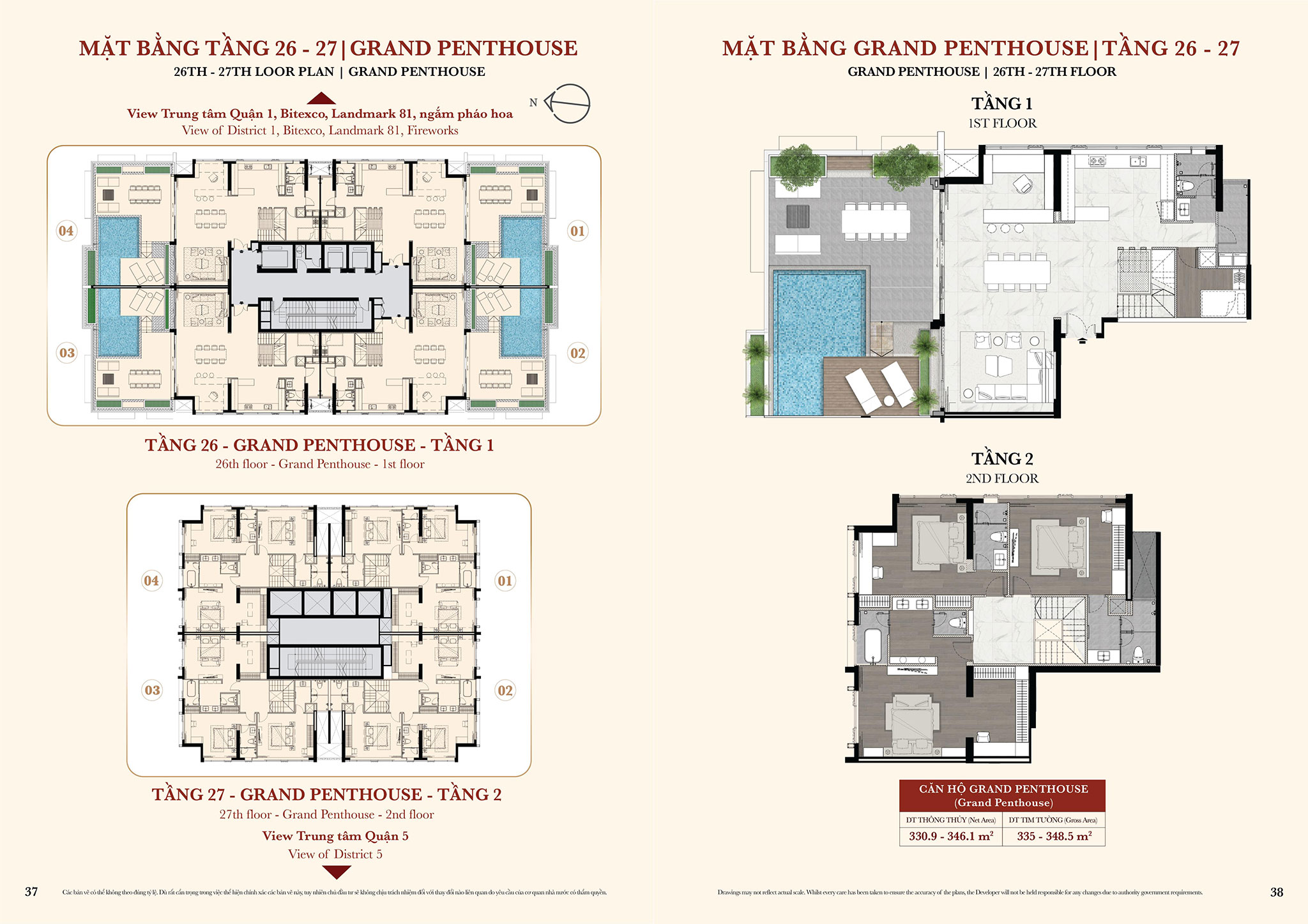 Mặt bằng Penthouse Kiều by KITA Tầng 26 – 27